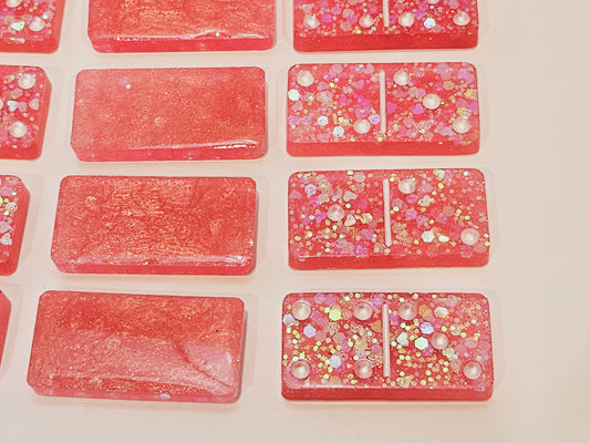Pink Hearts Domino Set