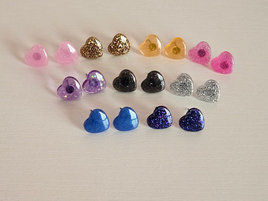 Post Resin Earrings - Heart Shaped