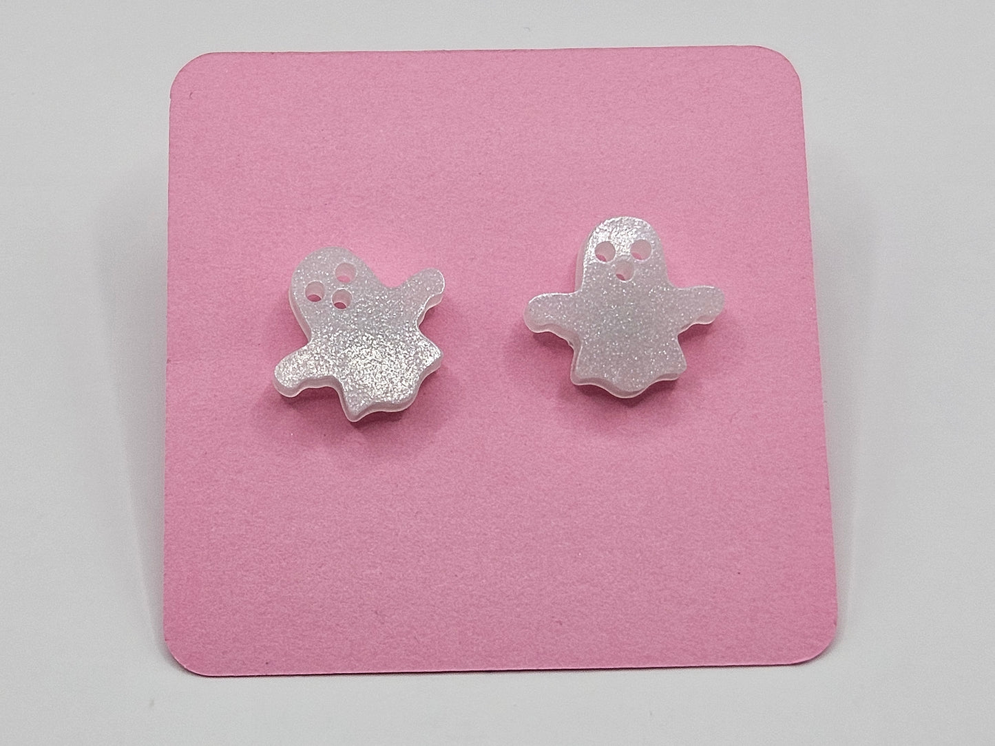 Post Resin Earrings ~ Halloween Ghosts