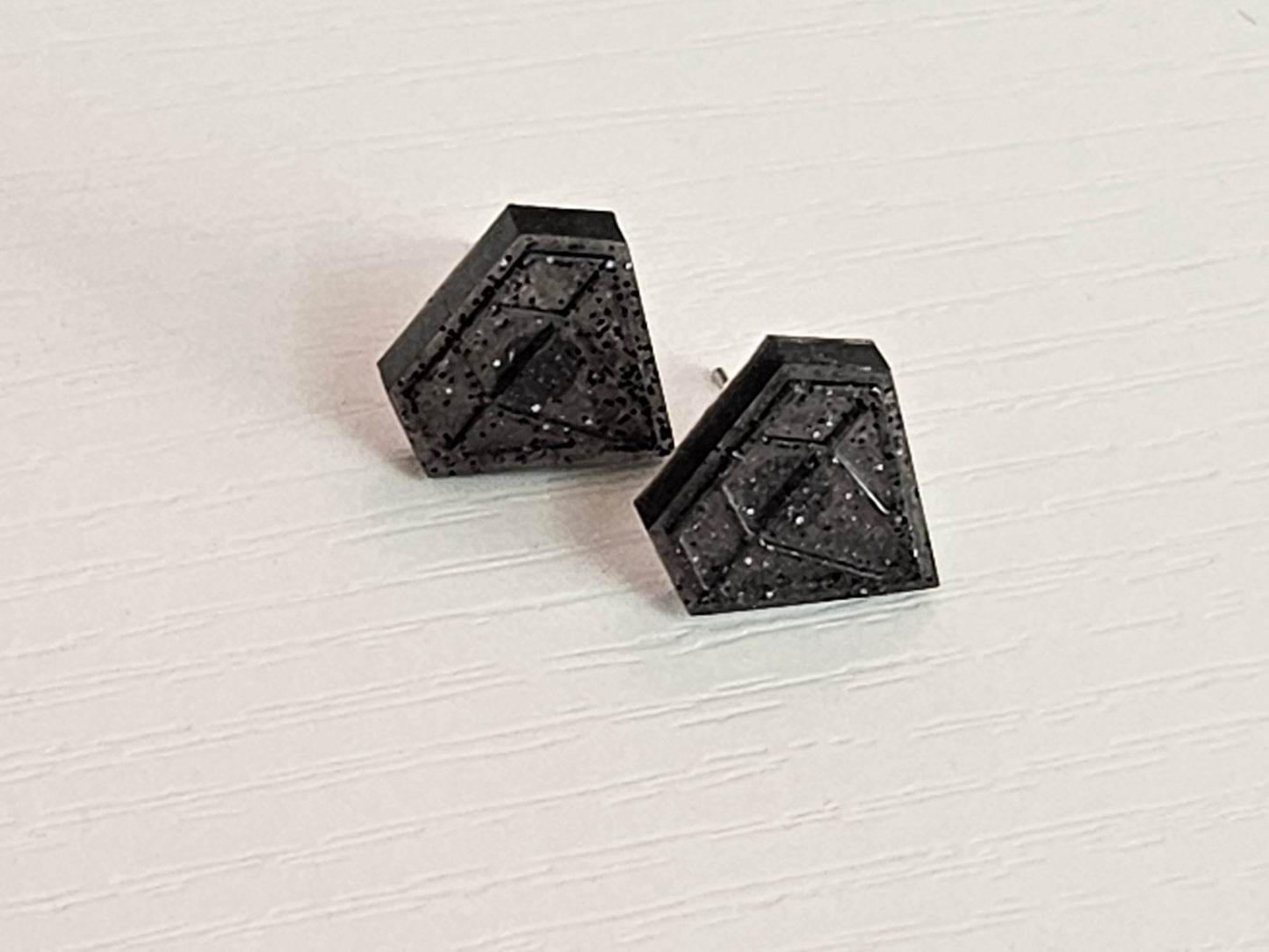 Post Resin Earrings - Diamond Shape