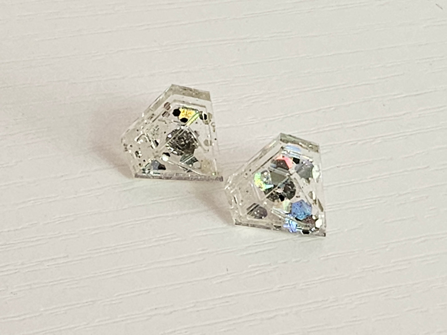 Post Resin Earrings - Diamond Shape